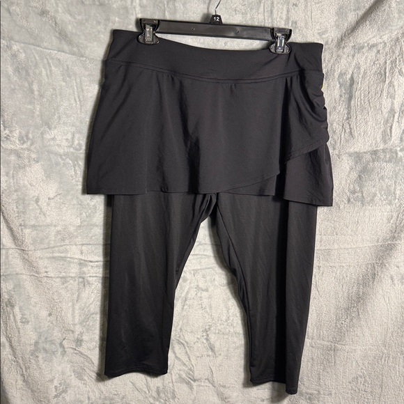 Lands' End swim skort w/ cropped pants 18 modest swimwear black Skirted Leggings - Picture 1 of 11